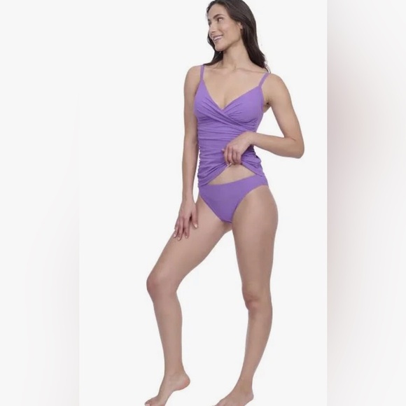 Profile by gottex Devine Surplice warm purple Tankini Swim Top size 18 new - Picture 5 of 6